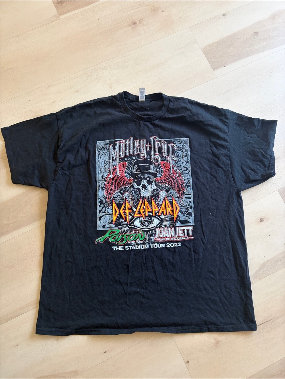 motley crue def leppard poison joan jett stadium tour shirt 2022 sz 2xl